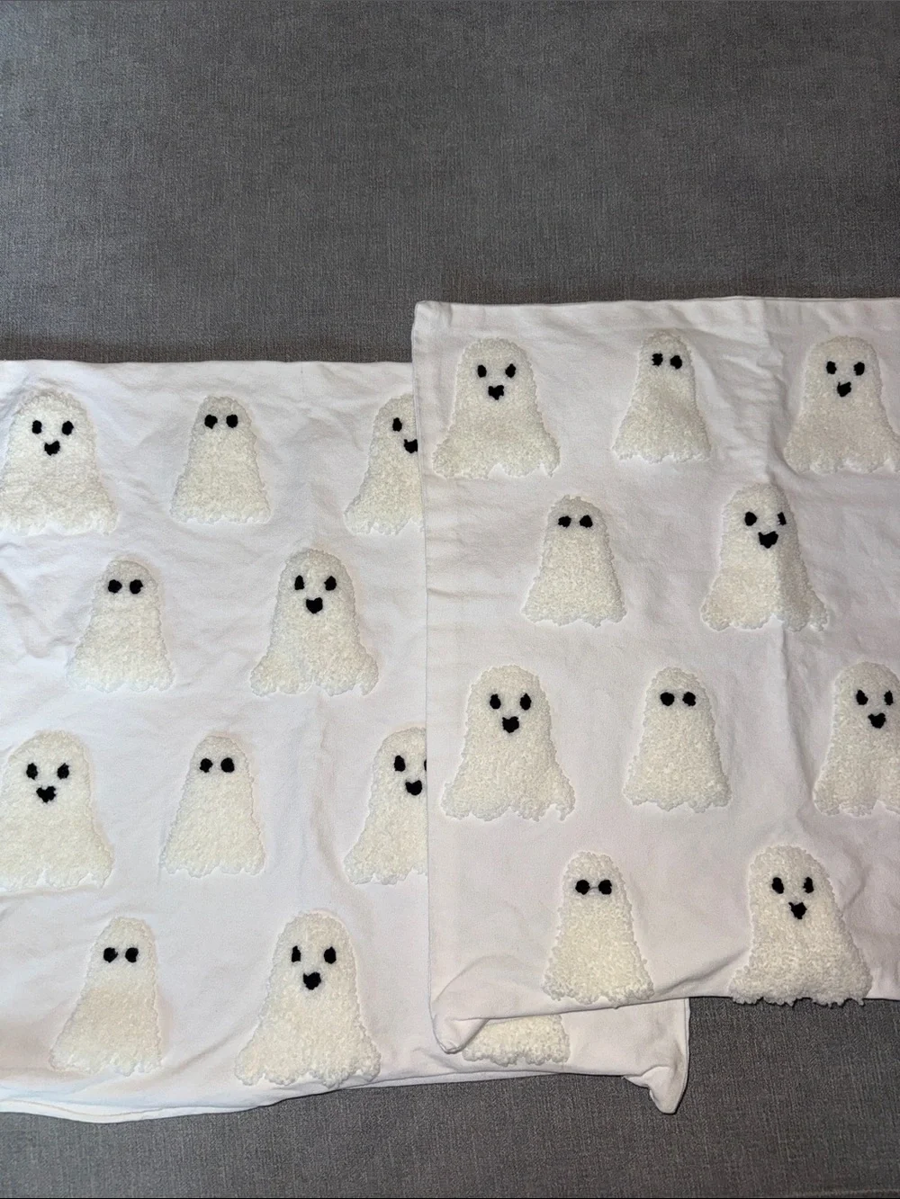 White Ghost Appliqué Pillow Covers - Set of 2